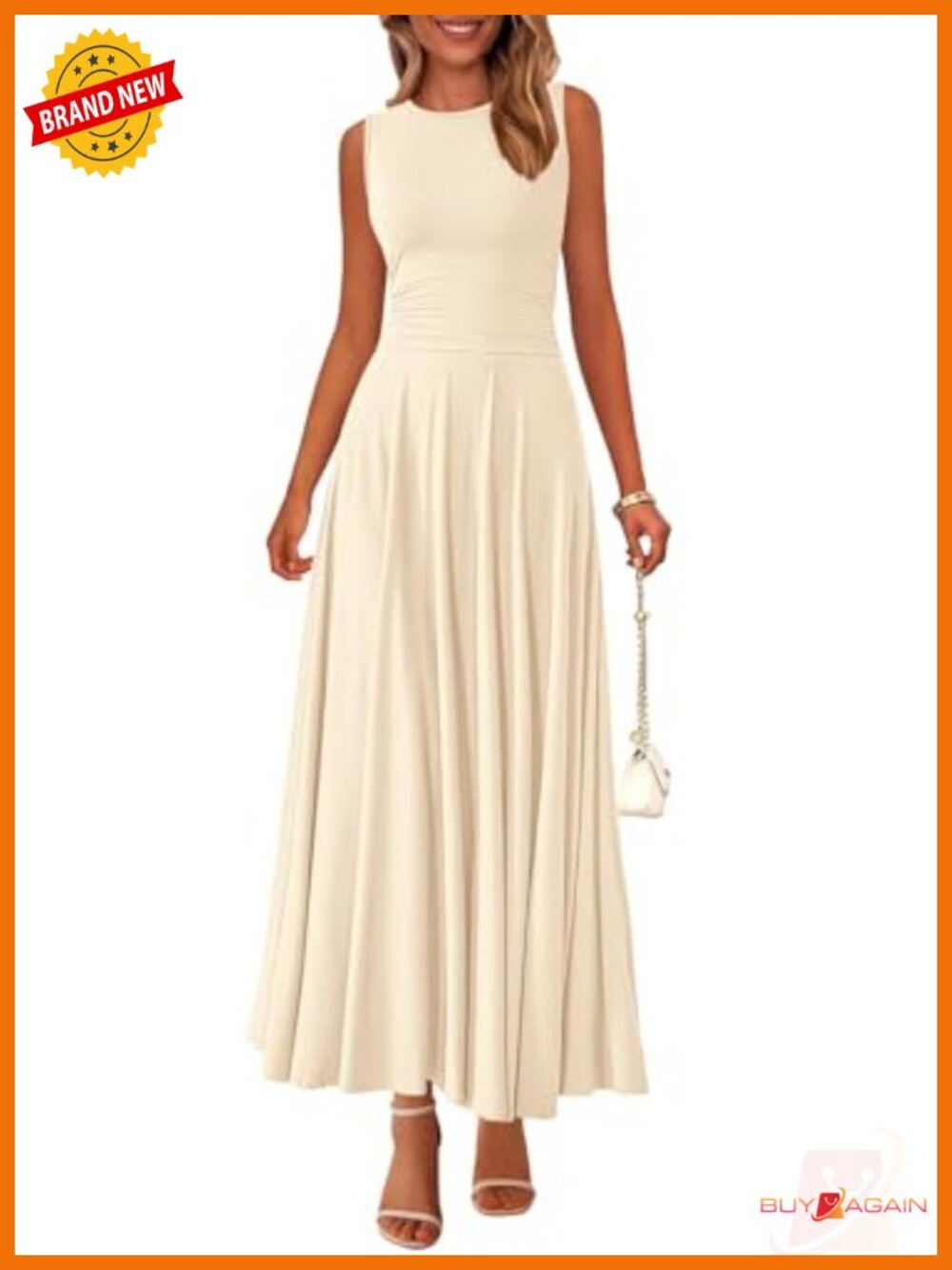 PRETTYGARDEN Womens Sleeveless Summer Maxi Dress Flowy Aline Pleated